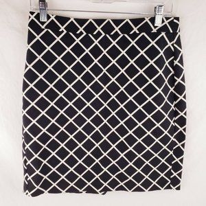 Banana Republic Straight Skirt Black White Geometric Zipper Closure Women's 8